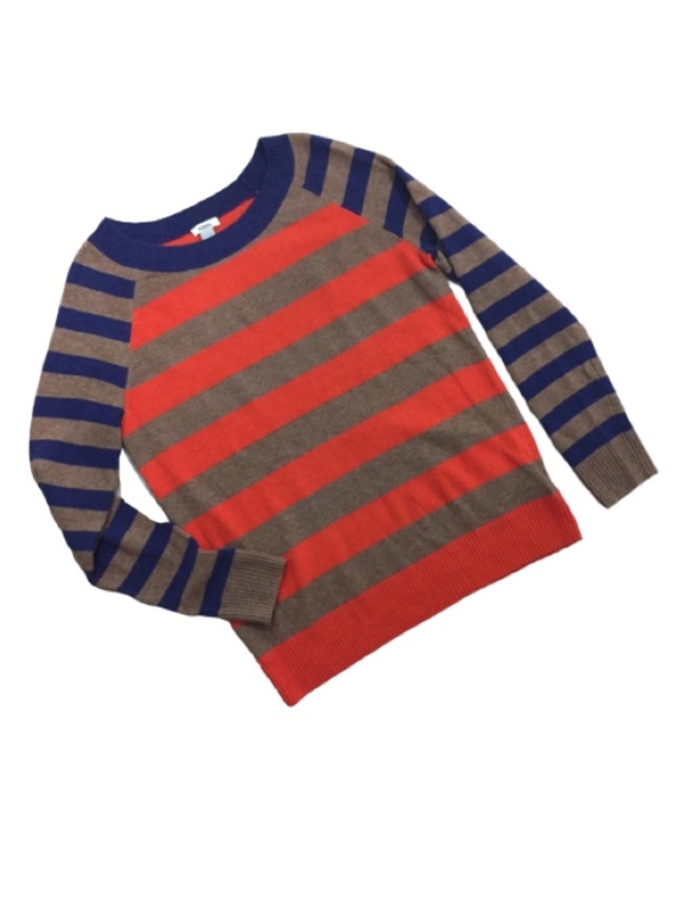 Fossil Lola Multistripe Crewneck Navy Orange Small